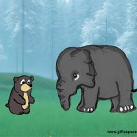 bear and the elephant cartoon in the meadow