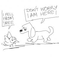 Dog And The Fallen Bird Cartoon