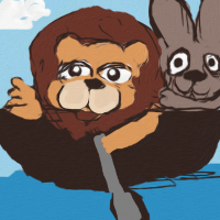 Lion And The Rabbit In A Boat