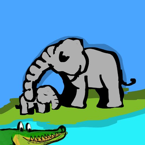 elephants and the crocodile