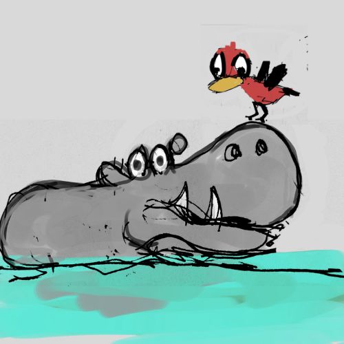 Hippo and the Red Bird