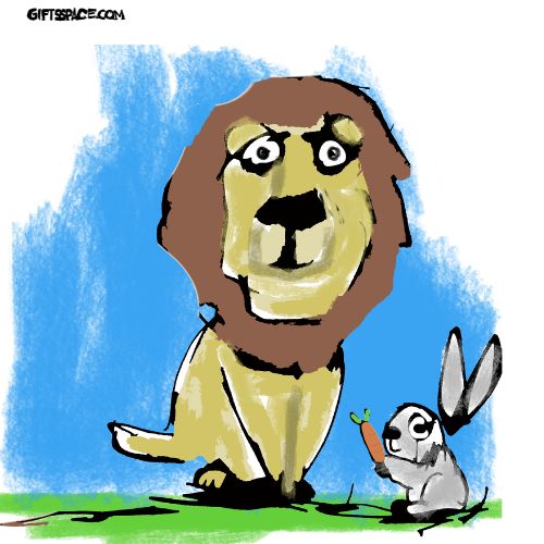 Lion And The Gift From Rabbit