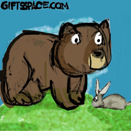 an illustration of a bear and a bunny