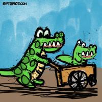 Crocodile Mother Is Taking Great Care