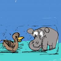 The Shy Hippo And The Duck