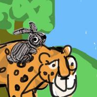 The Rabbit Is Playing With A Leopard
