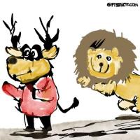 Lion And Reindeer Friends