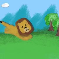 The Energetic Lion Cub