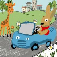 Bunny In His New Car